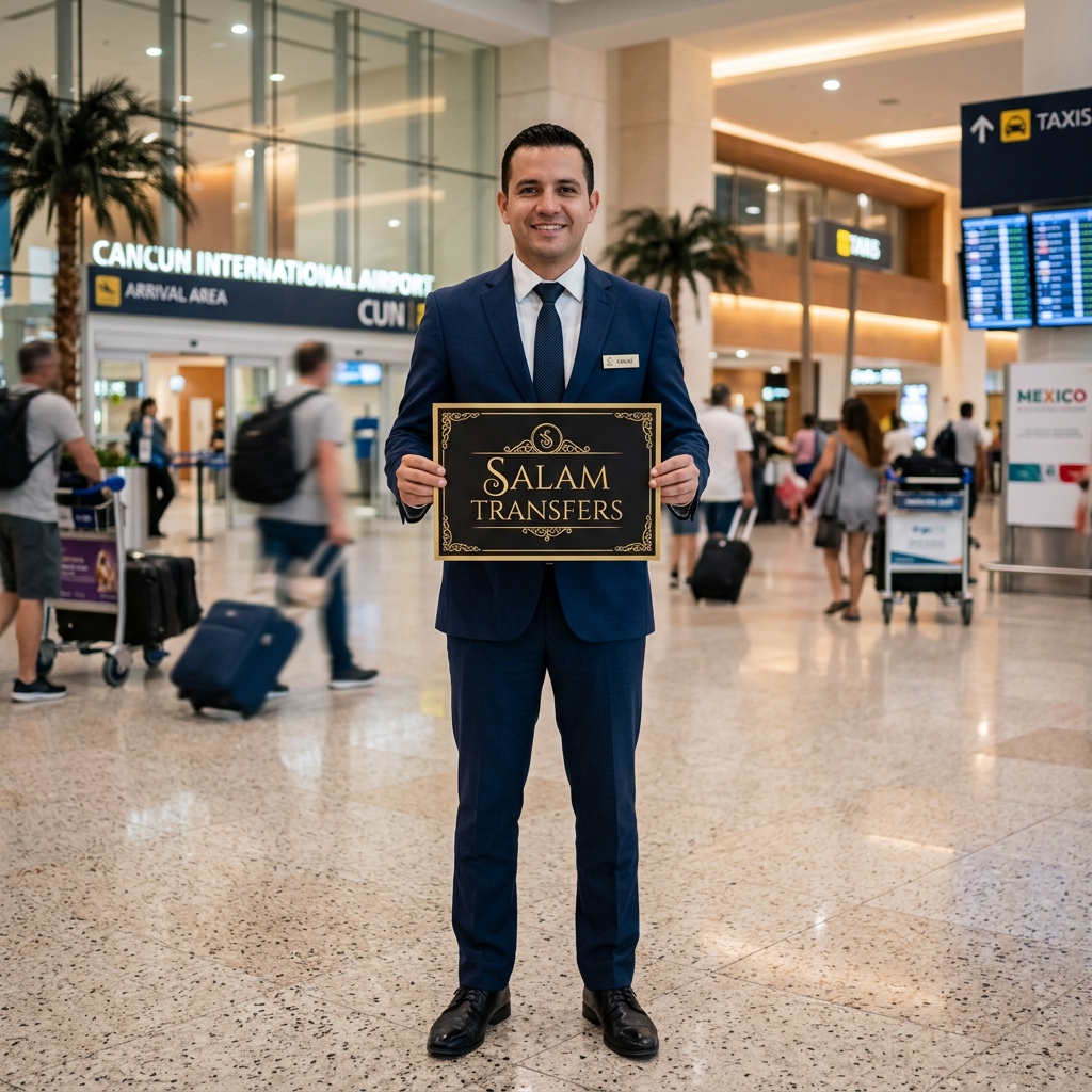 Salam Transfers driver greeting at Cancun airport